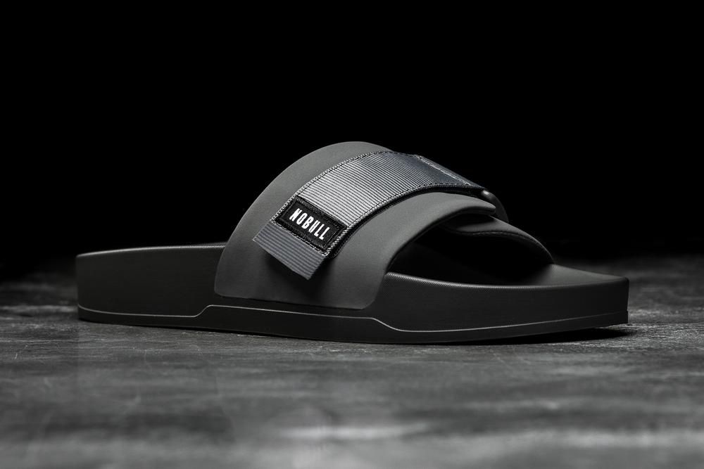 NOBULL Men's Adjustable Slides - Dark Grey - Ireland (2401RCVHS)